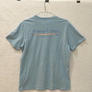 Vineyard Vines Light Blue Heather Surfboard Since 1998  Pocket T Shirt Medium